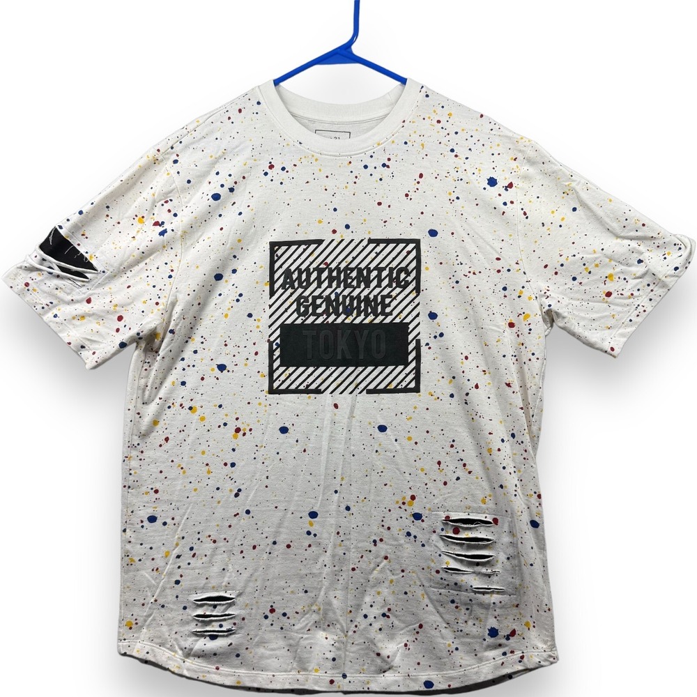 Rue 21 Authentic Genuine Tokyo T-Shirt Mens Large Japan Distressed Splatter